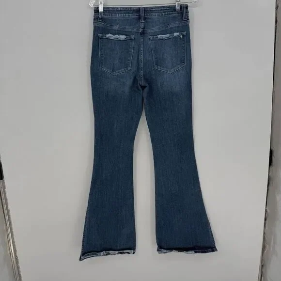 Mica Los Angeles Dark Denim Mid Rise Flared Jeans Blue Size 28 - Picture 2 of 9